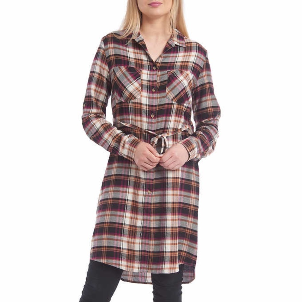 Flannel Shirt Dress Jachs Girlfriend Dress Brown